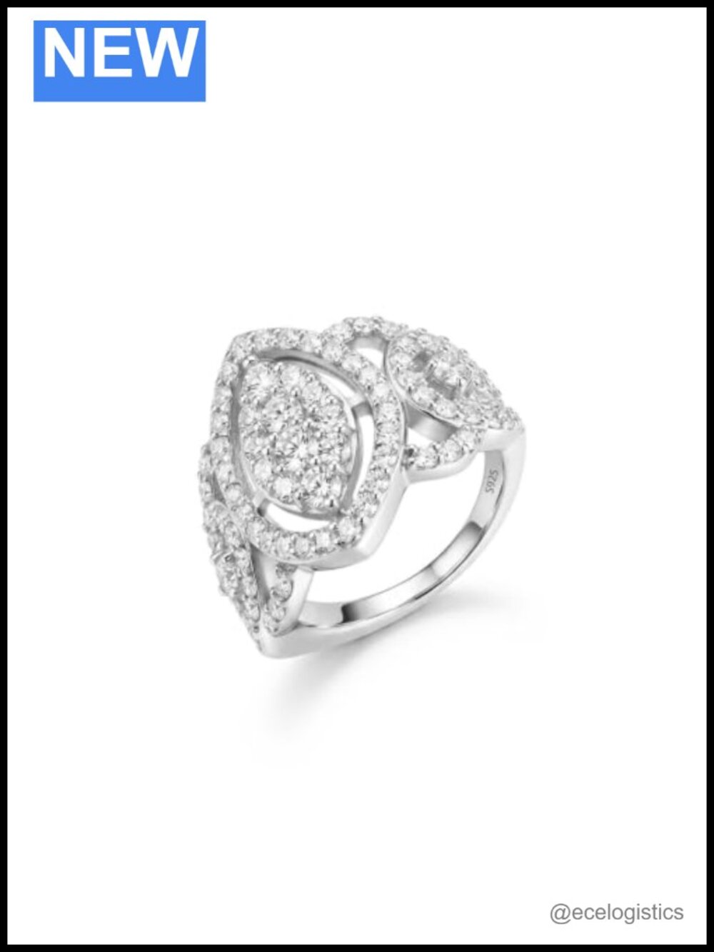 S925 Sterling Silver Crown Ring Inlaid Zircon Women's Promise Ring